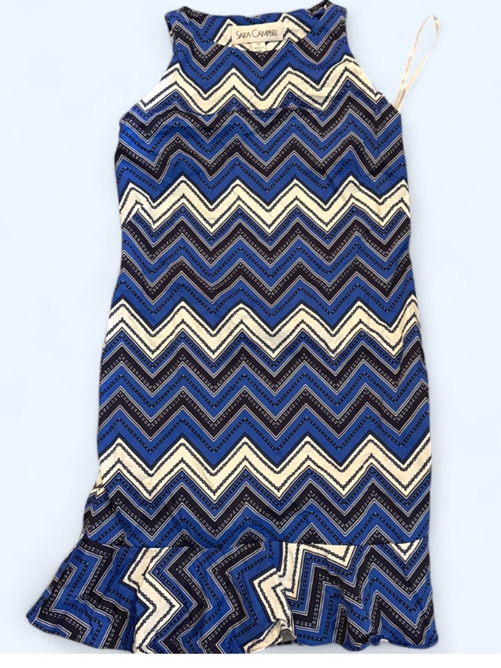 Sara Campbell Blue and White Chevron stretch dress